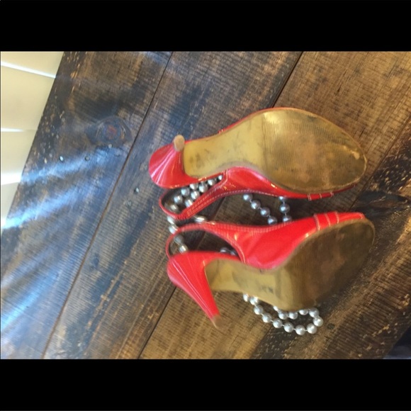 Paolo Slingback Peep Toe RED Pumps - Picture 6 of 6